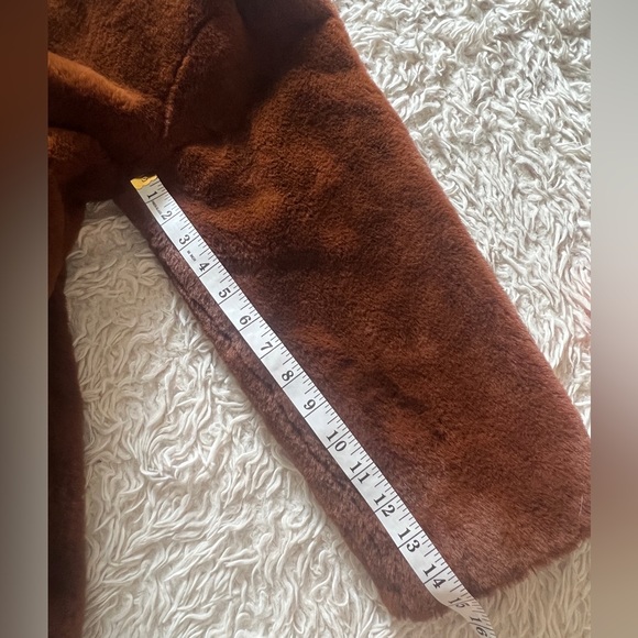 Topshop Women’s Ally Brown Soft Teddy Bear Faux Fur Coat size 12 - Picture 7 of 10